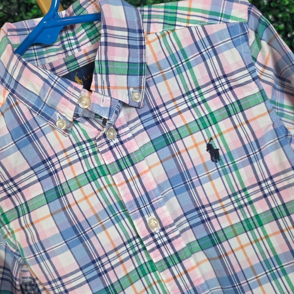 Polo Ralph Lauren Kids 3T Plaid Button Down Shirt Natural Stretch Multicolor